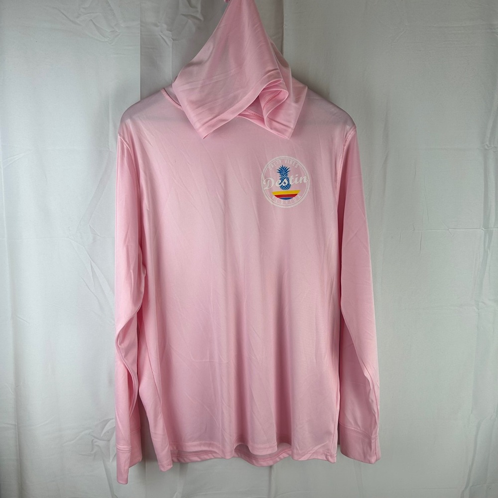 Spicy‎ Tuna Performance Hoodie Mens XL Pink Destin Florida Salty Vibes Graphic
